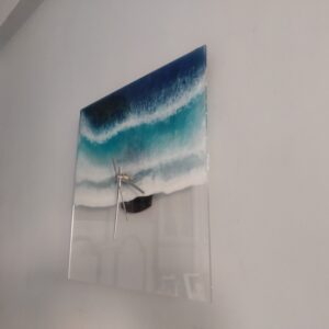 ‘Serene Beach’ 12×12 inches square Resin wall-clock