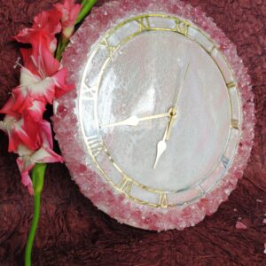 Blush pink round 12×12 resin geode clock