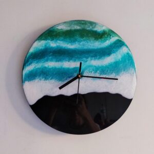 ‘Ocean at night’ 12×12 inches round Resin wall-clock