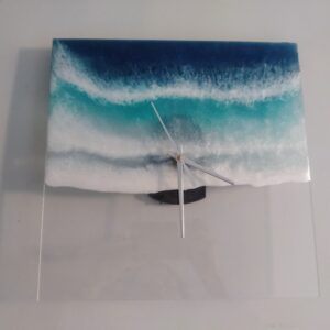 ‘Serene Beach’ 12×12 inches square Resin wall-clock